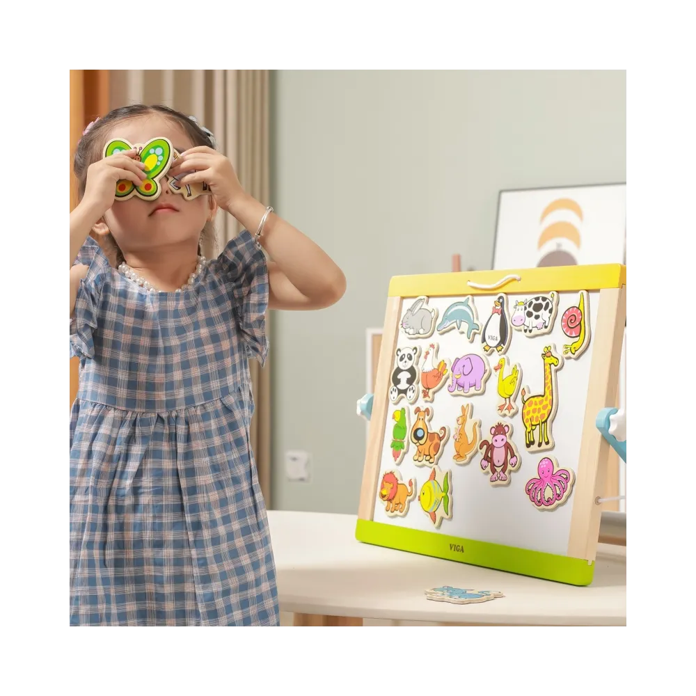 VIGA Drewniane Magnesy Zwierzęta zestaw 20 elementów