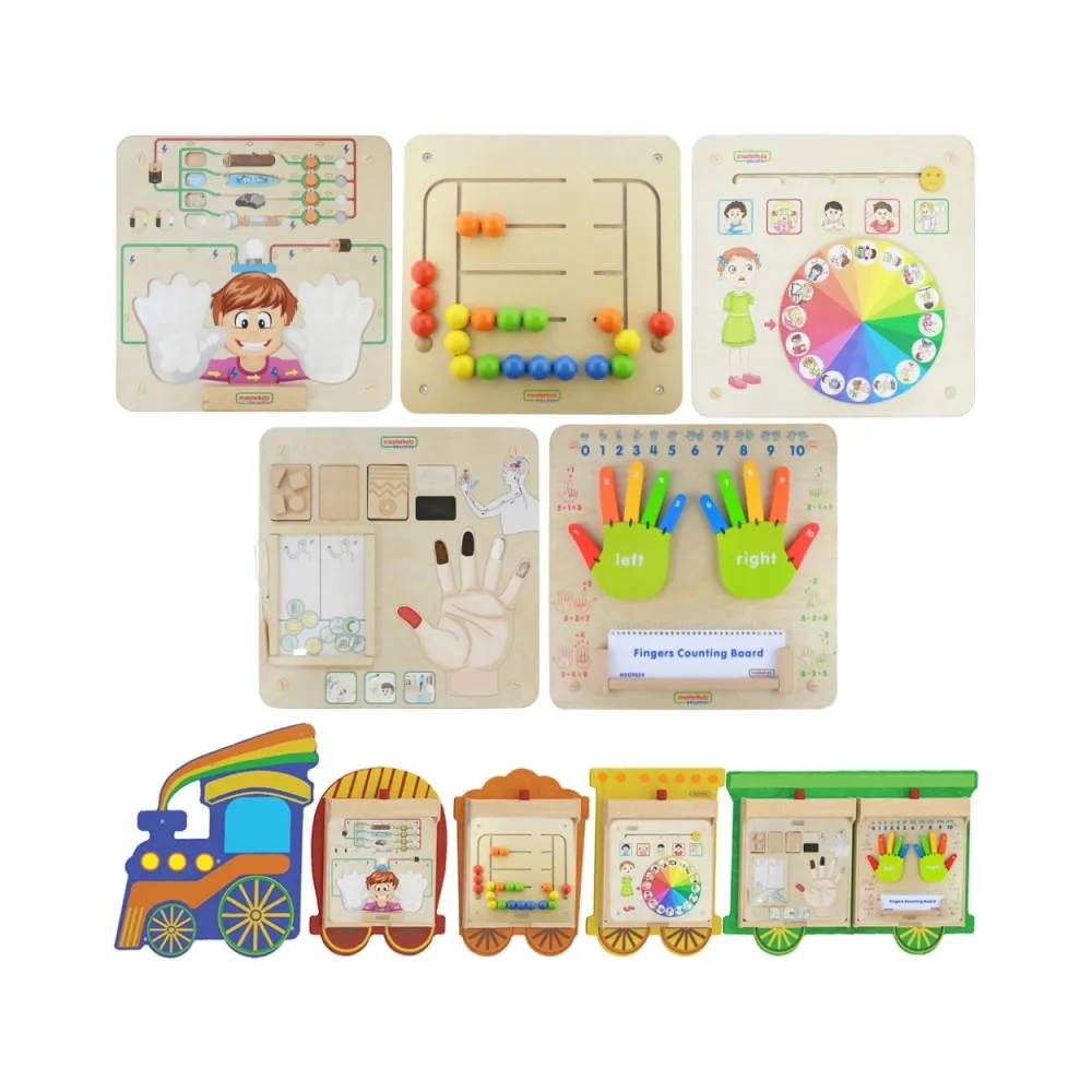 Zestaw tablic edukacyjnych MASTERKIDZ Pociąg 5w1 do rozwoju dziecka