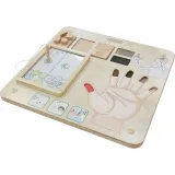 Innowacyjny system tablic edukacyjnych dla dzieci z drewnianym pociągiem