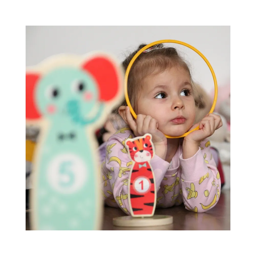 TOOKY TOY Drewniana Gra Zręcznościowa Rzut do Celu Zwierzątka 15 el.