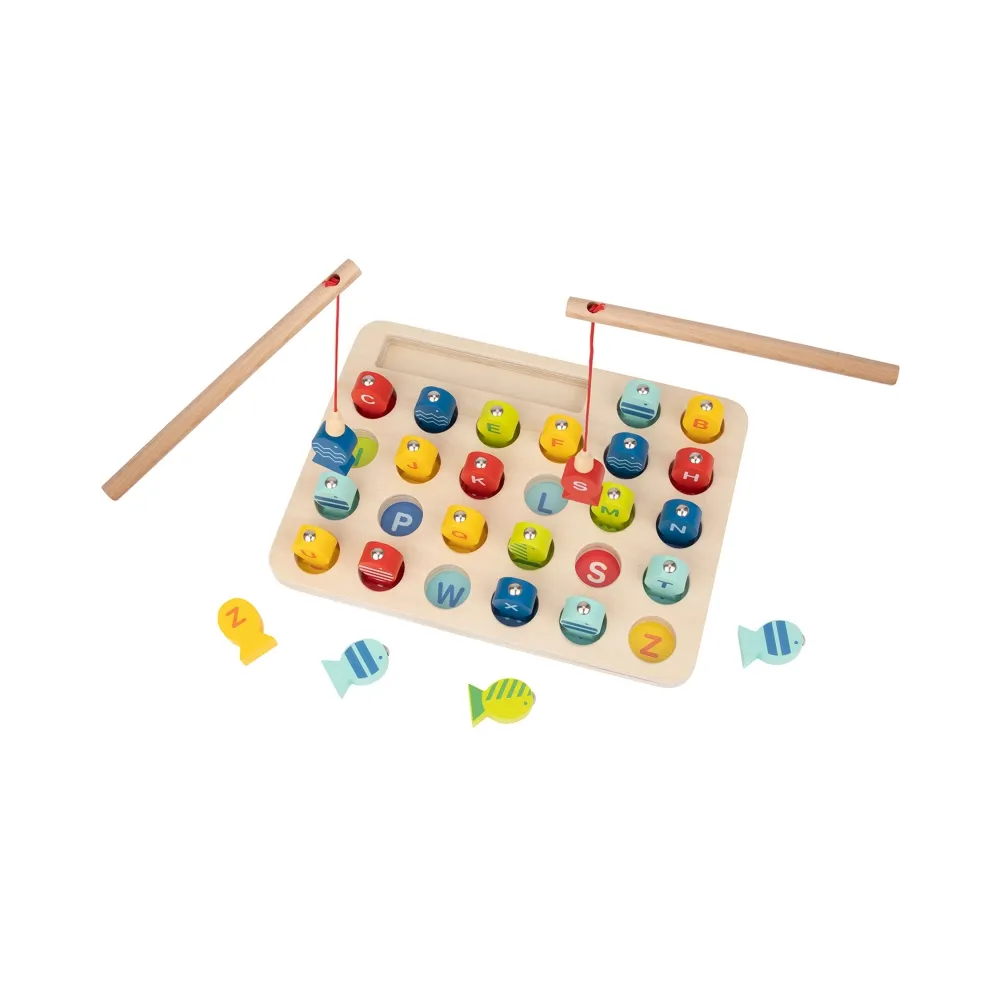 Tooky Toy Drewniana Gra Łowienie Rybek Nauka Literek 29 el.