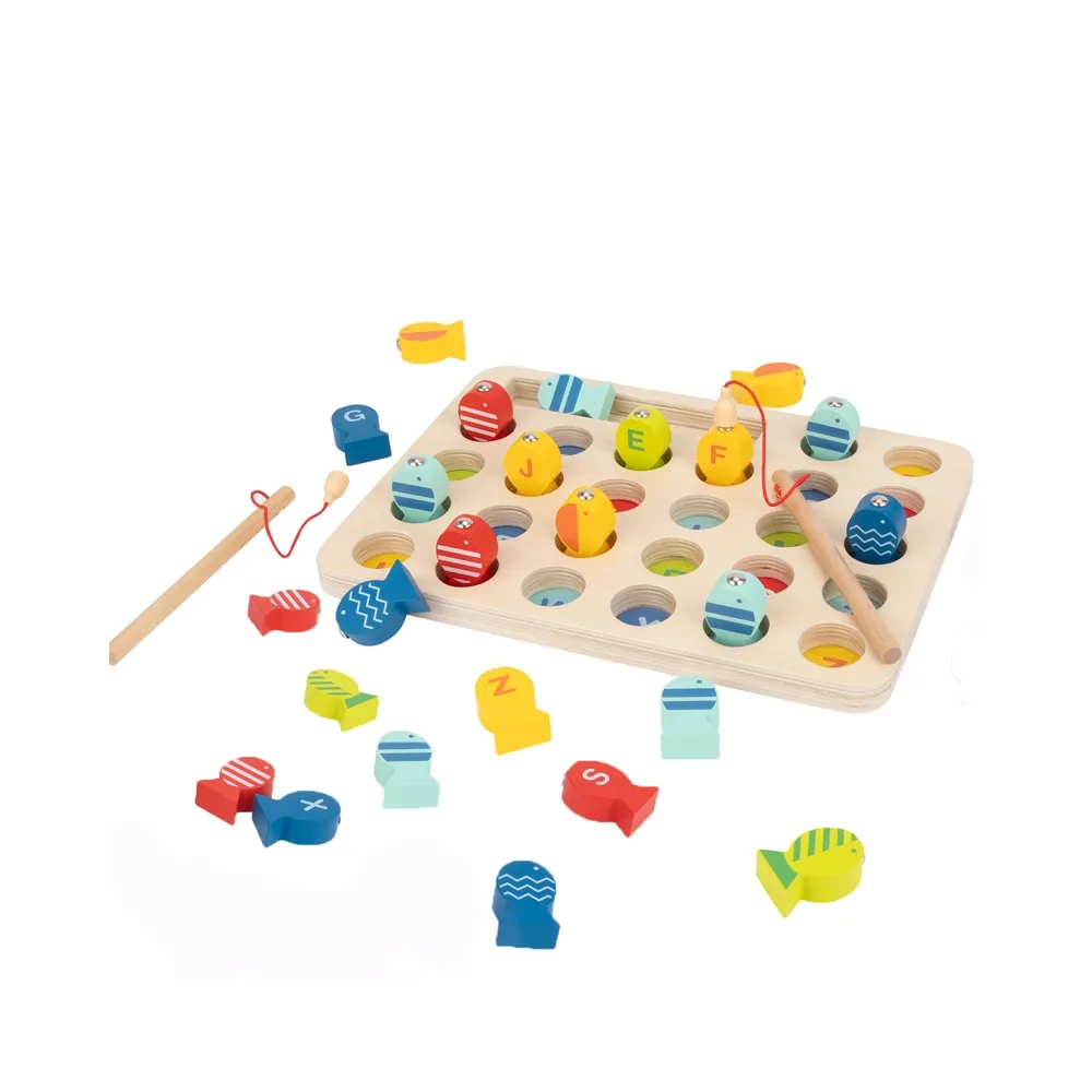 Tooky Toy Drewniana Gra Łowienie Rybek Nauka Literek 29 el.