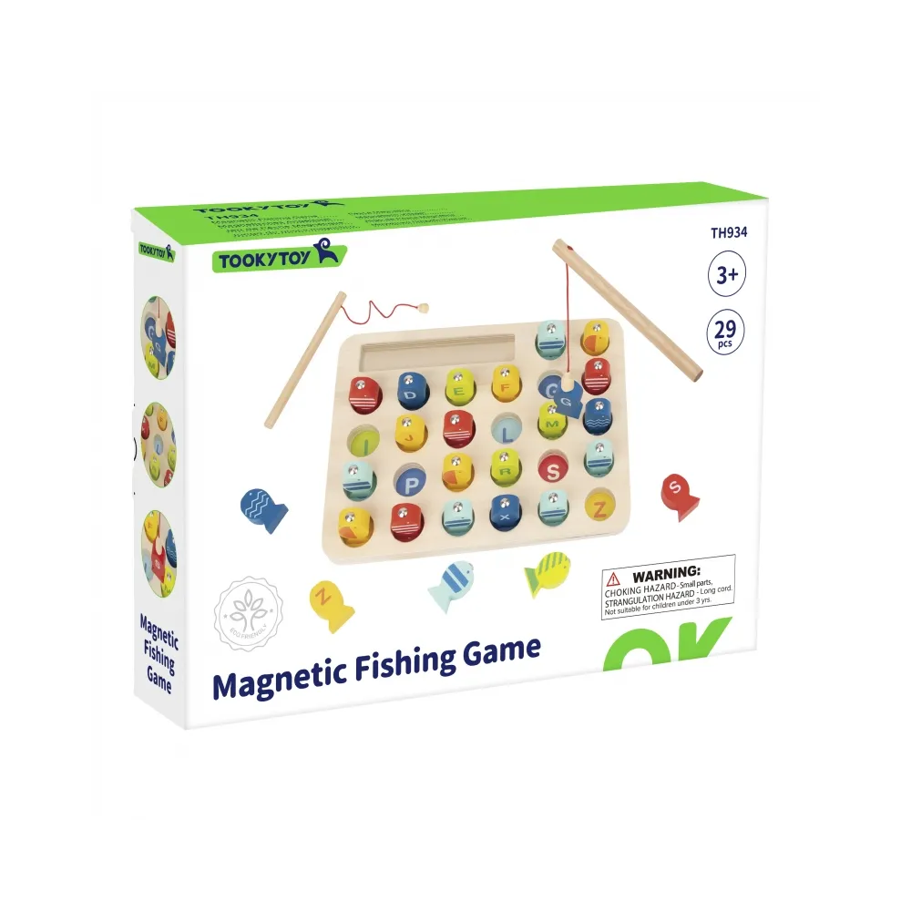 Tooky Toy Drewniana Gra Łowienie Rybek Nauka Literek 29 el.