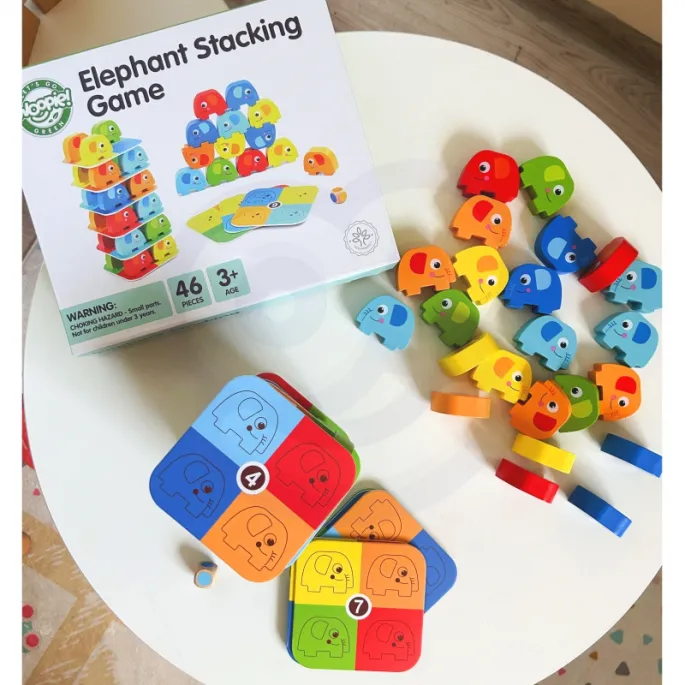 Rodzinna gra z kolorowymi słonikami