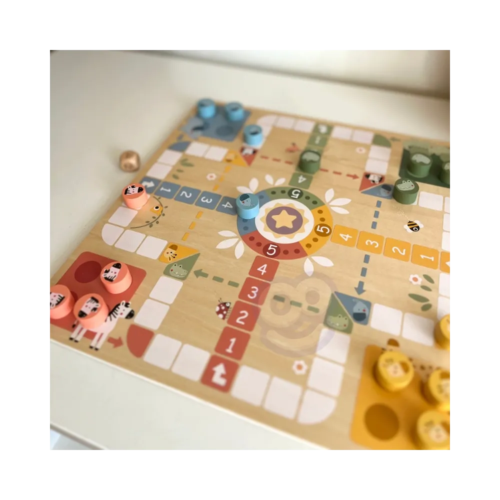 WOOPIE GREEN Gry Planszowe Logiczne 2w1 Ludo Chińczyk + Węże i Drabiny