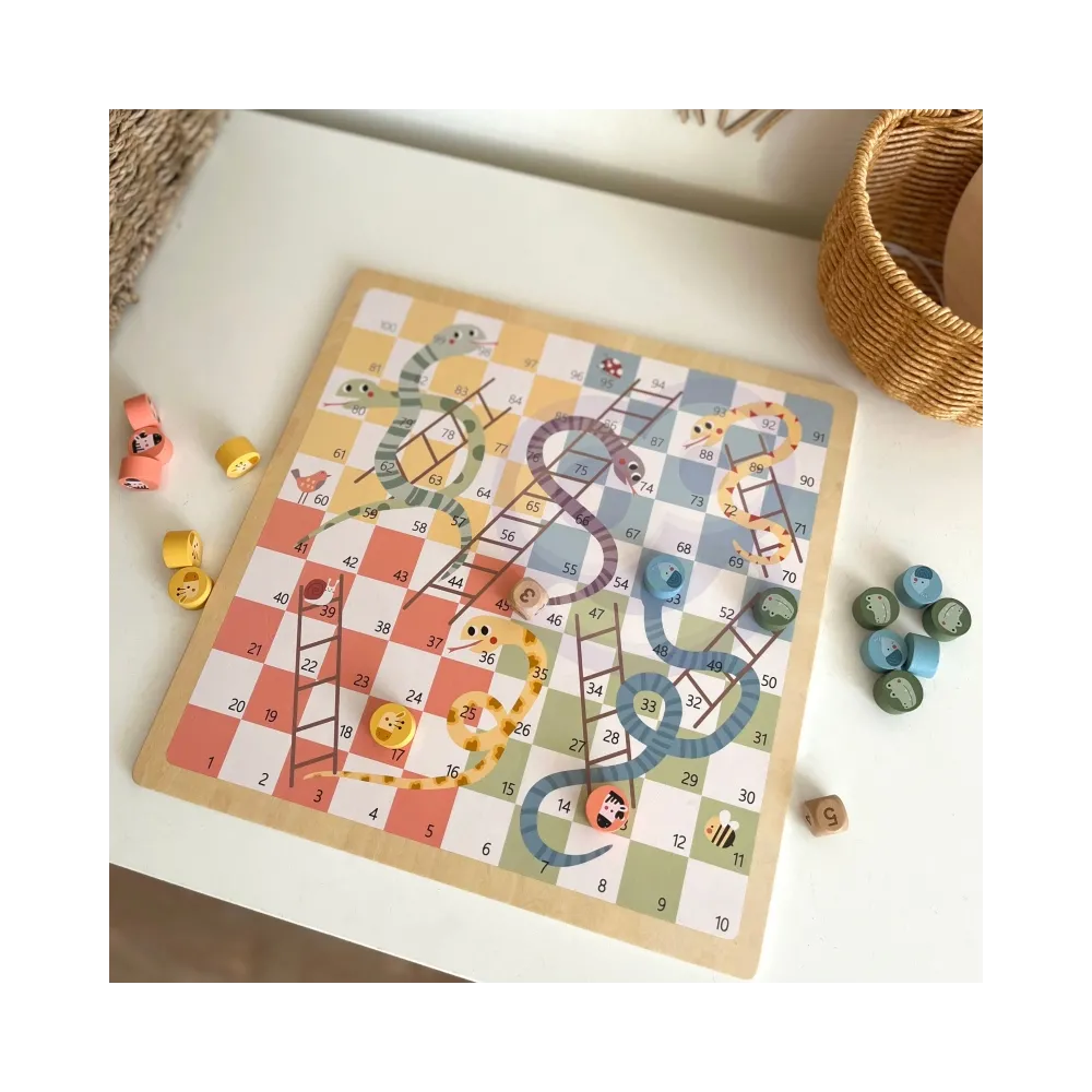 WOOPIE GREEN Gry Planszowe Logiczne 2w1 Ludo Chińczyk + Węże i Drabiny