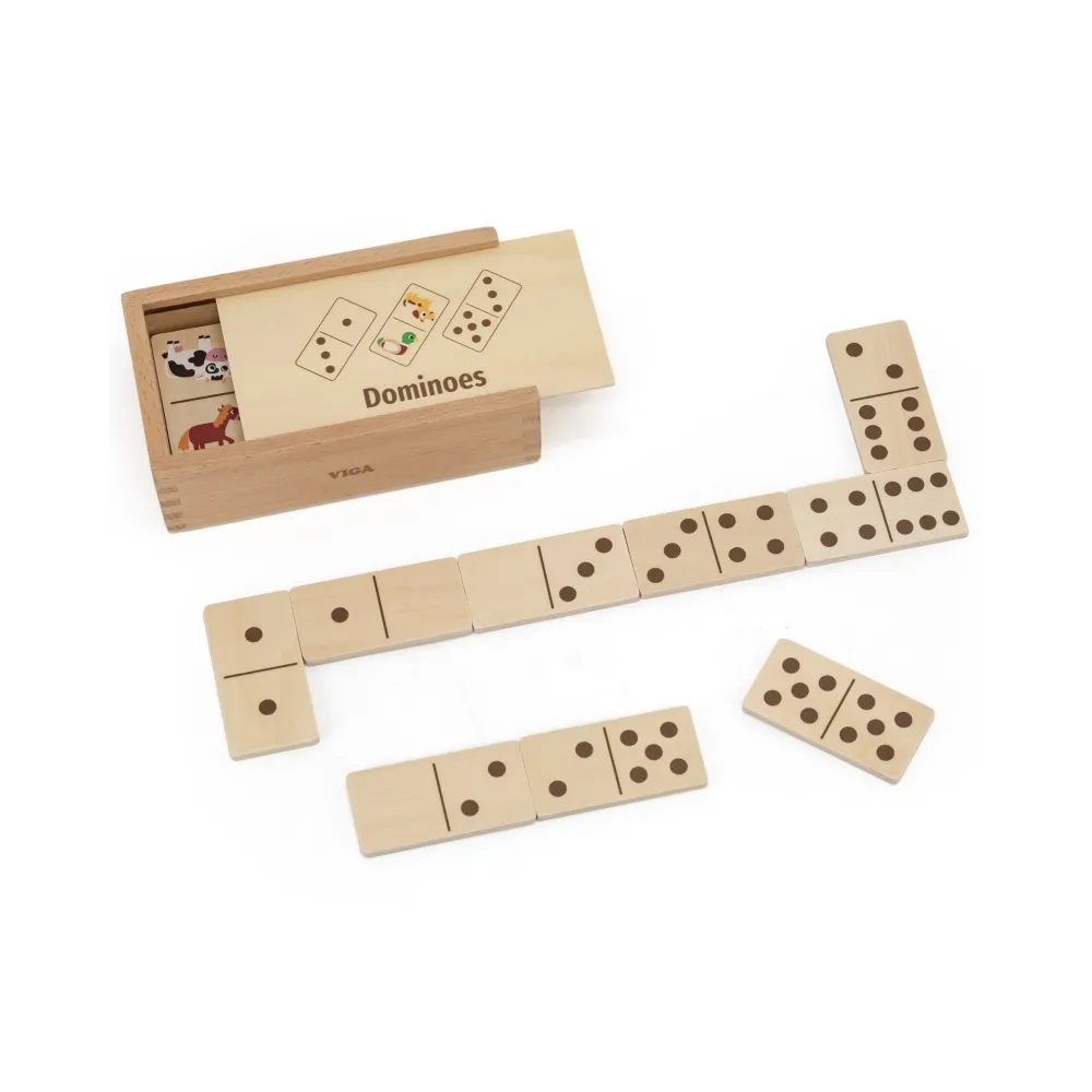VIGA Drewniane Domino 2w1 Zwierzęta i Liczby