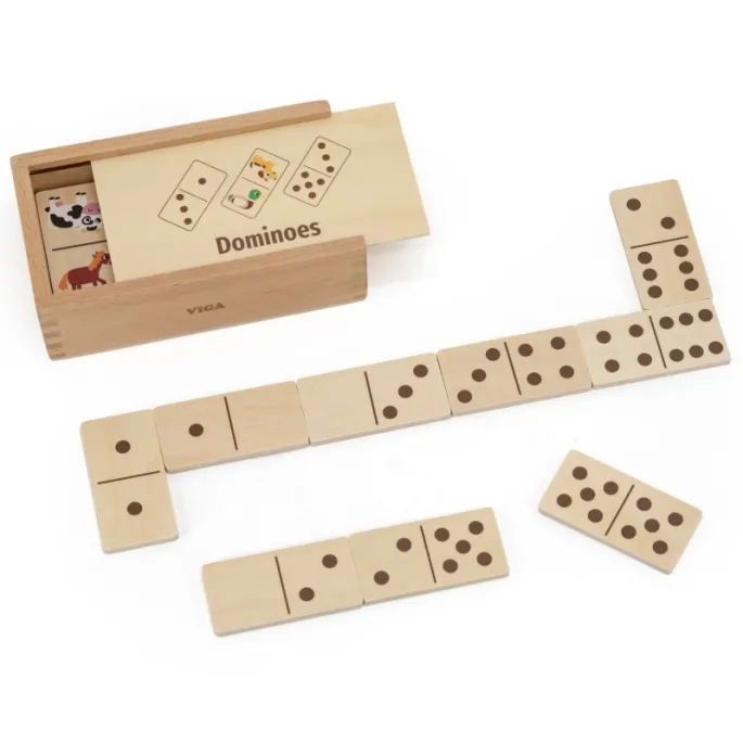 Klasyczna gra domino z kropkami i obrazkami