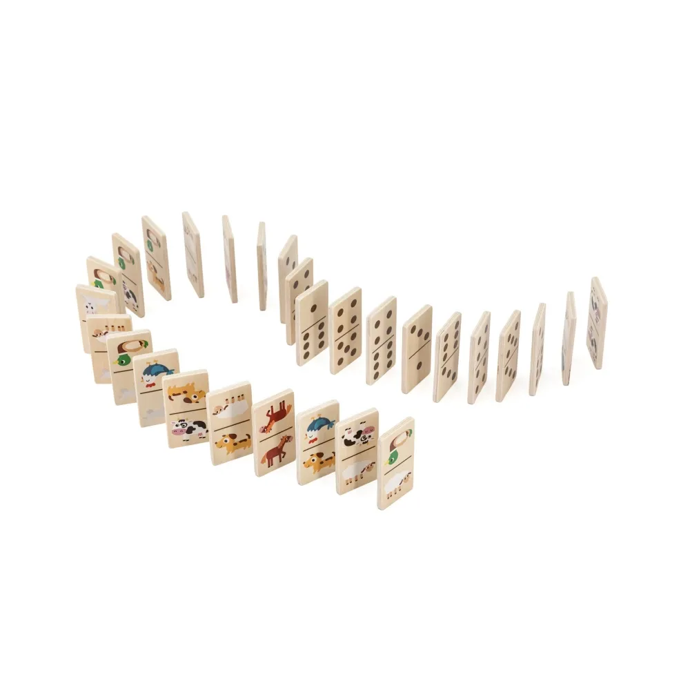 VIGA Drewniane Domino 2w1 Zwierzęta i Liczby