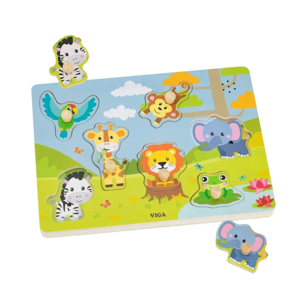 VIGA Puzzle Dźwiękowe Dopasuj Zwierzęta Egzotyczne