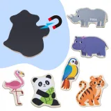 VIGA Drewniane Magnesy Dzikie Zwierzęta – Kolorowe Magnesy Edukacyjne 18M+