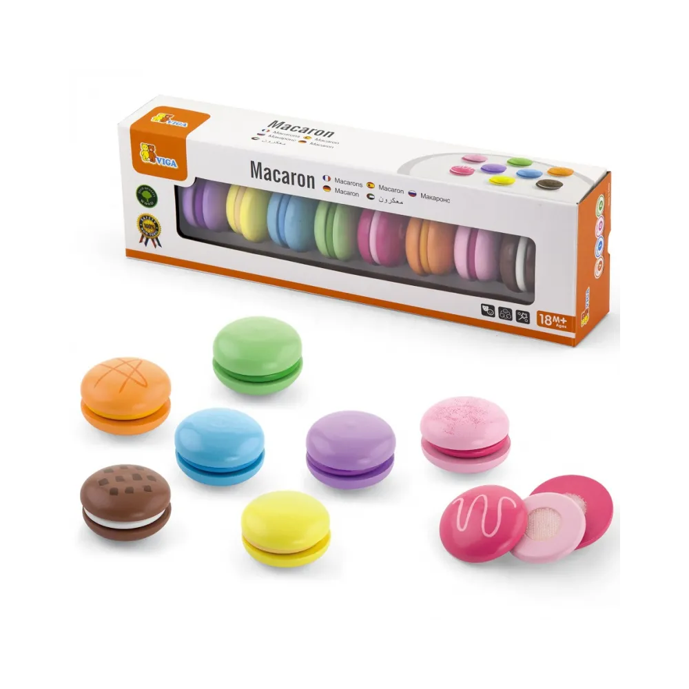 Kolorowe drewniane makaroniki do zabawy dla dzieci