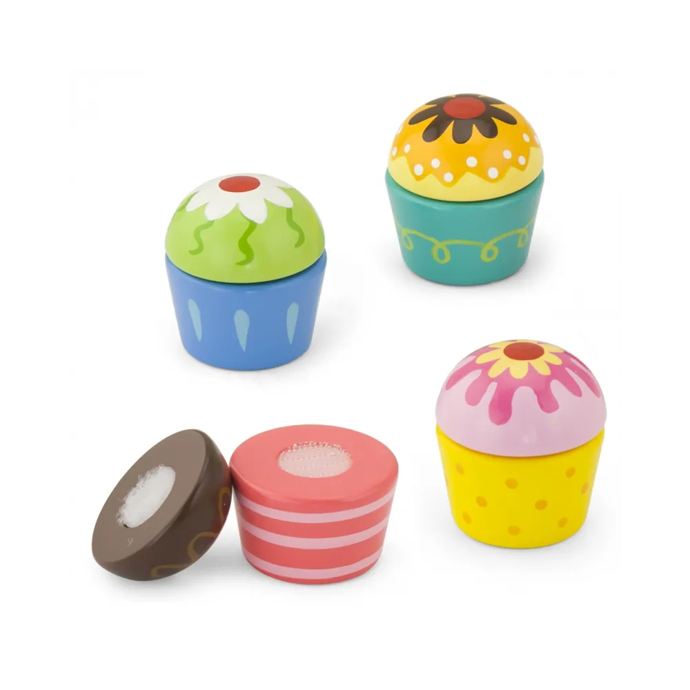 Drewniane babeczki Viga w żywych kolorach