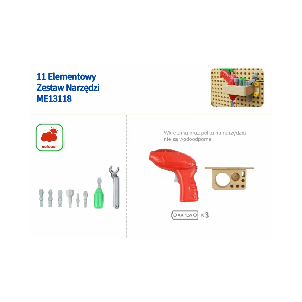 MASTERKIDZ Zestaw Narzędzia Z Wkrętarką 8 Elementów Do Tablicy Naukowo-Kreatywnej STEM