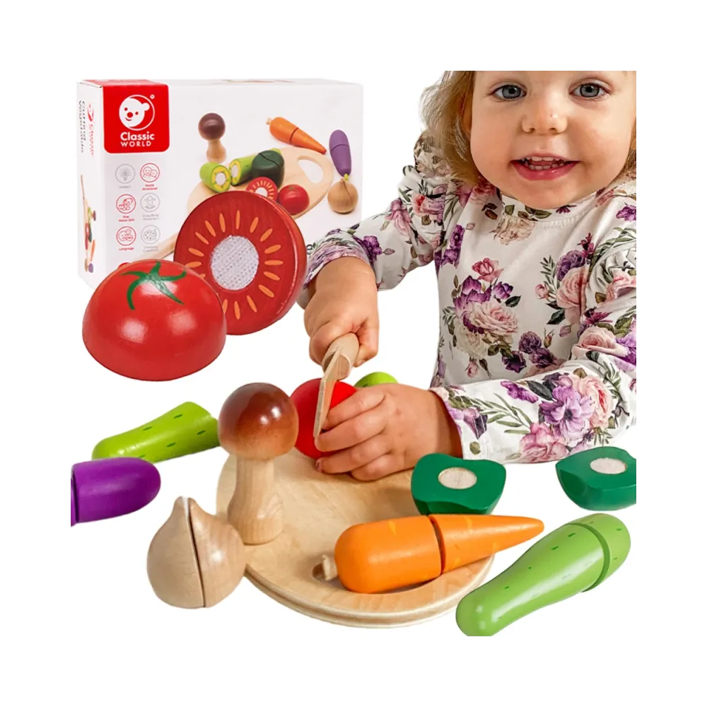 Drewniany zestaw do krojenia warzyw dla dzieci
