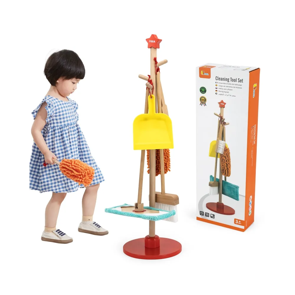 VIGA Drewniany Zestaw Narzędzi do Sprzątania 6 el.