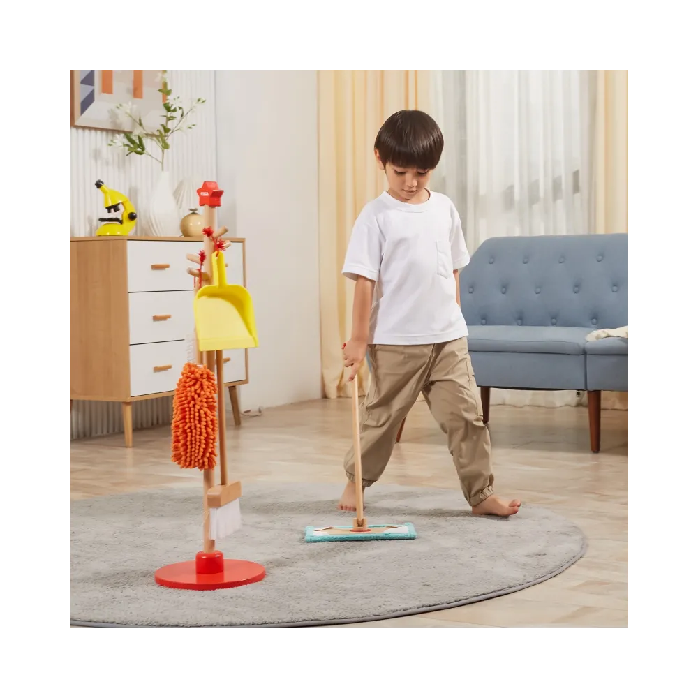 VIGA Drewniany Zestaw Narzędzi do Sprzątania 6 el.