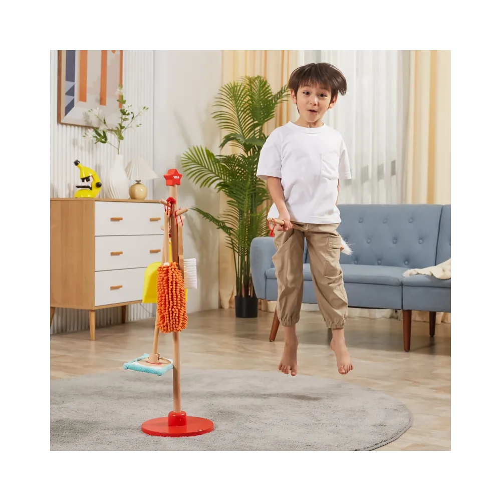 VIGA Drewniany Zestaw Narzędzi do Sprzątania 6 el.