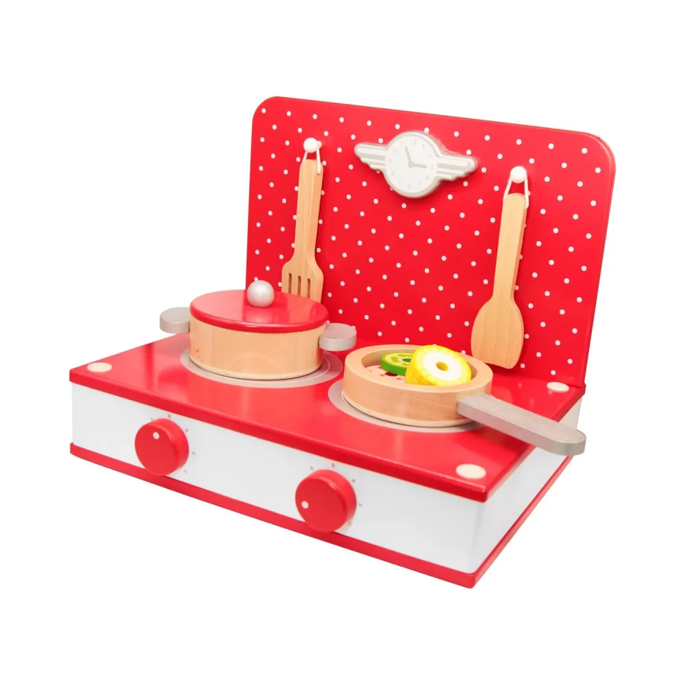 CLASSIC WORLD Drewniana Kuchnia 2w1 Grill + Kuchenka dla Dzieci 22el.