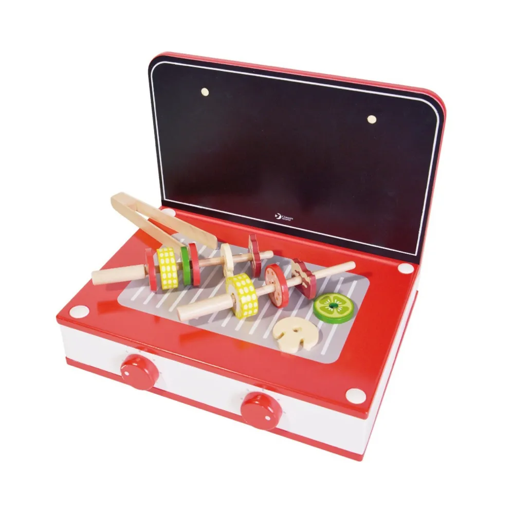 CLASSIC WORLD Drewniana Kuchnia 2w1 Grill + Kuchenka dla Dzieci 22el.
