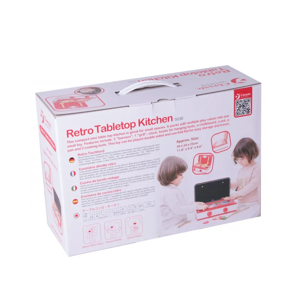 CLASSIC WORLD Drewniana Kuchnia 2w1 Grill + Kuchenka dla Dzieci 22el.