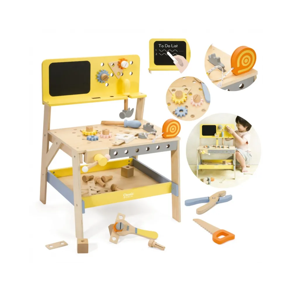 Drewniany warsztat narzędziowy dla dzieci