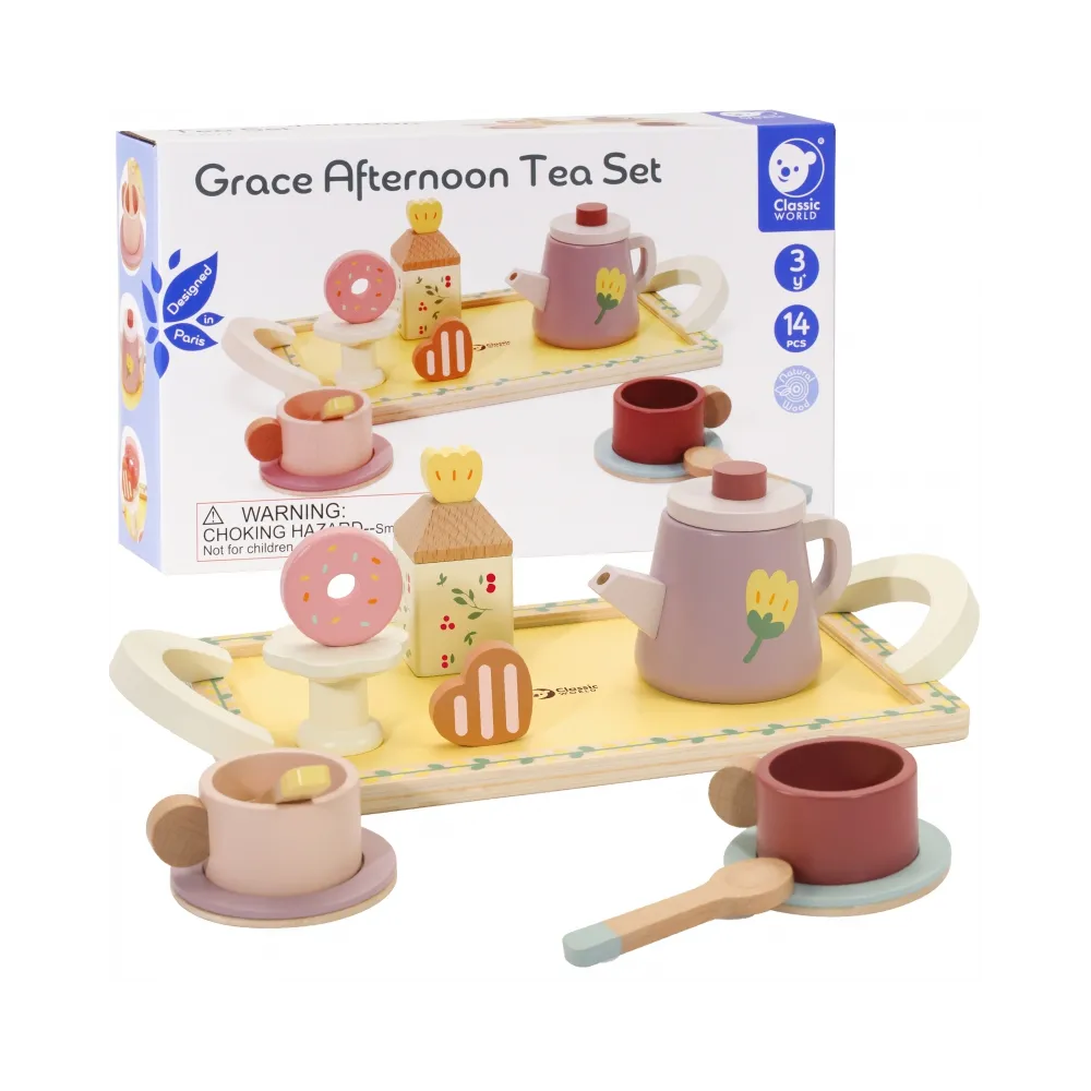 Drewniany zestaw do herbaty dla dzieci
