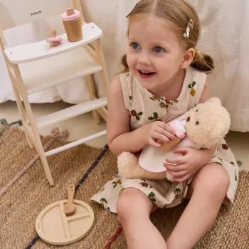 VIGA PolarB Drewniany Zestaw do Karmienia Lalki Torba - z Butelką i Śliniaczkiem