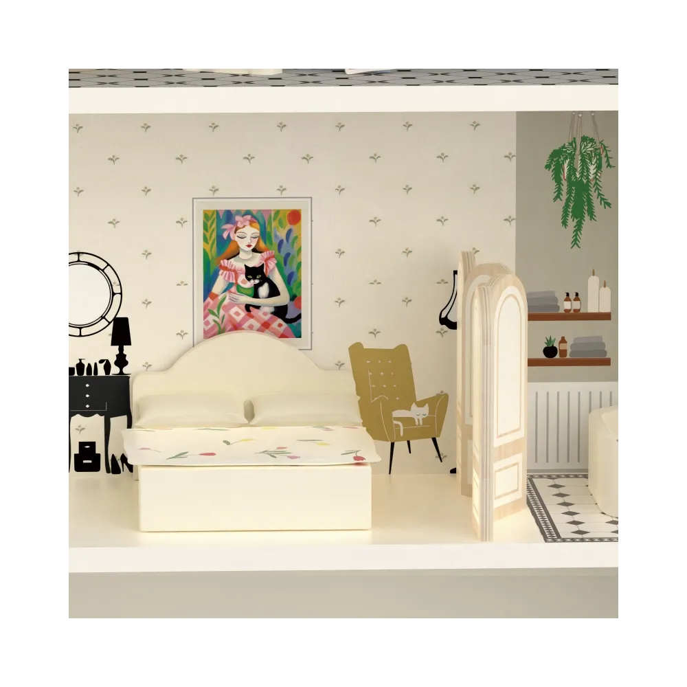 Vintage domek do zabawy z otwieranym dachem