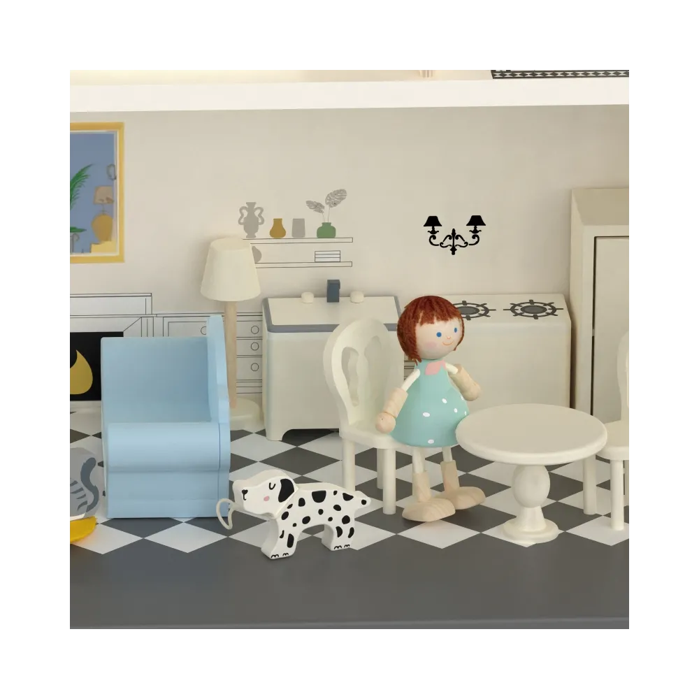 Klasyczny domek dla lalek z 36 elementami