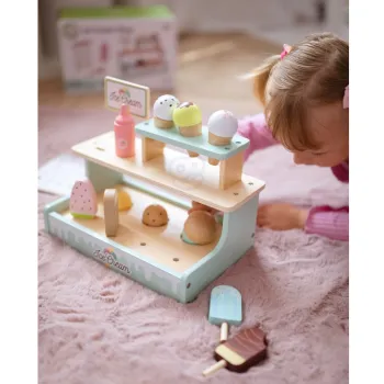 WOOPIE GREEN Drewniana Lodziarnia Sklepik Zestaw z Lodami Stragan 16 EL