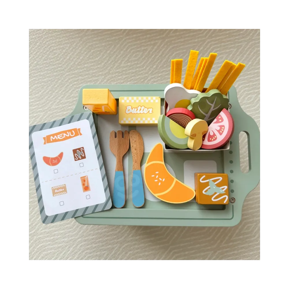 WOOPIE GREEN Zestaw Śniadaniowy i Restauracja – Zabawa w Zamawianie z Tacą i Akcesoriami