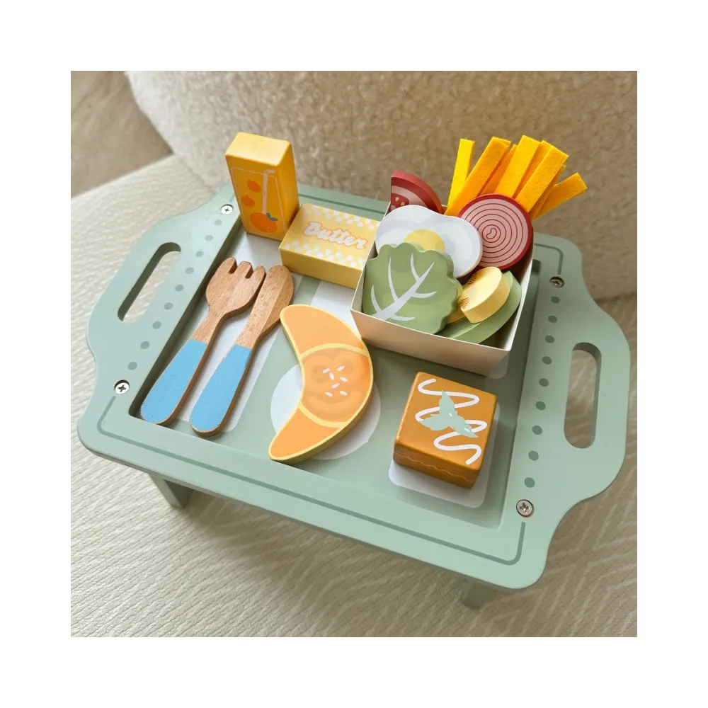 WOOPIE GREEN Zestaw Śniadaniowy i Restauracja – Zabawa w Zamawianie z Tacą i Akcesoriami