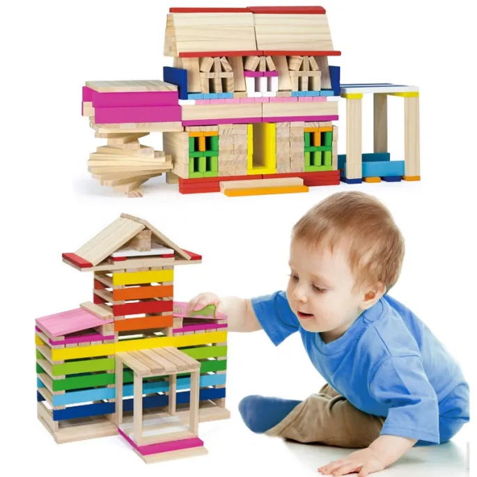 Bezpieczne drewniane klocki VIGA z nietoksycznymi farbami.