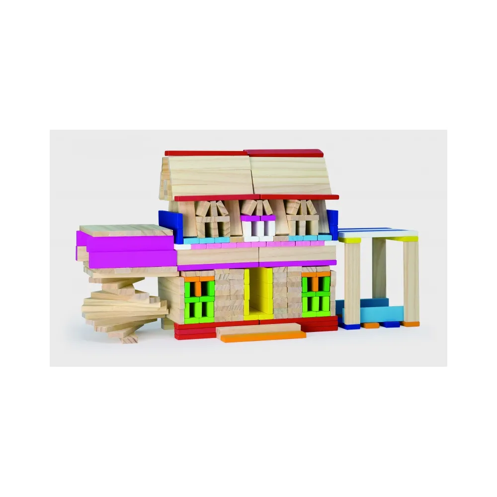 VIGA Drewniane Klocki konstrukcyjne Budynki