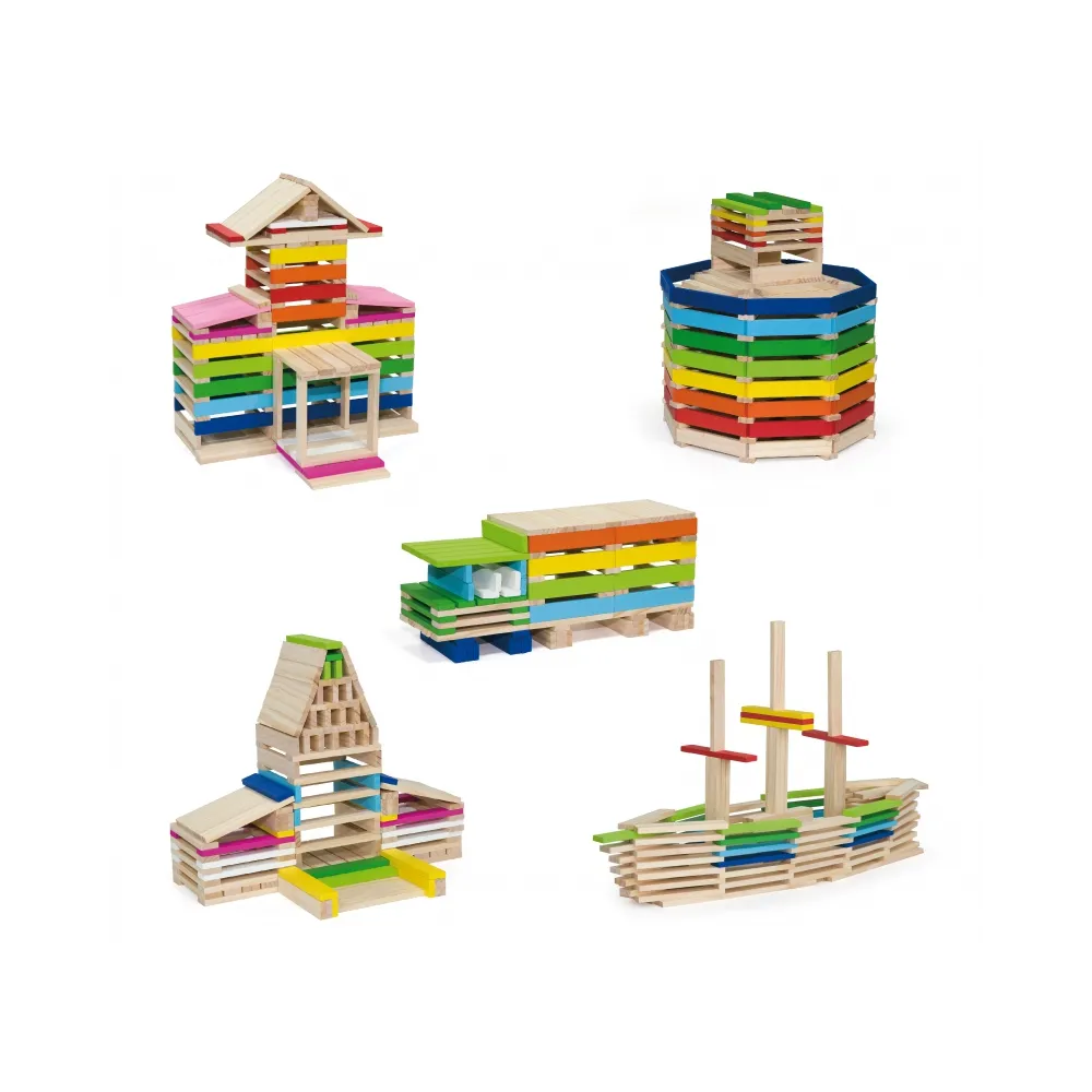 VIGA Drewniane Klocki konstrukcyjne Budynki