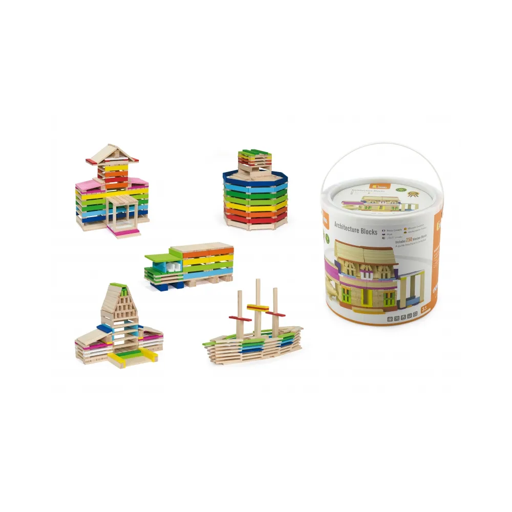 VIGA Drewniane Klocki konstrukcyjne Budynki