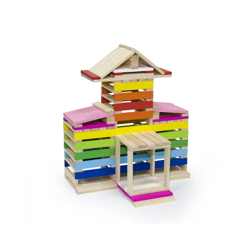 VIGA Drewniane Klocki konstrukcyjne Budynki