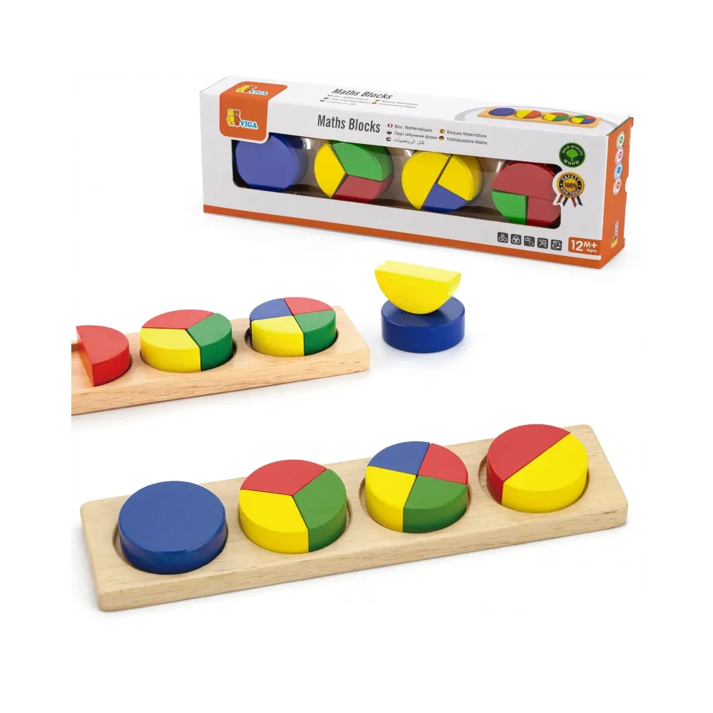 Kolorowe klocki matematyczne VIGA do nauki ułamków