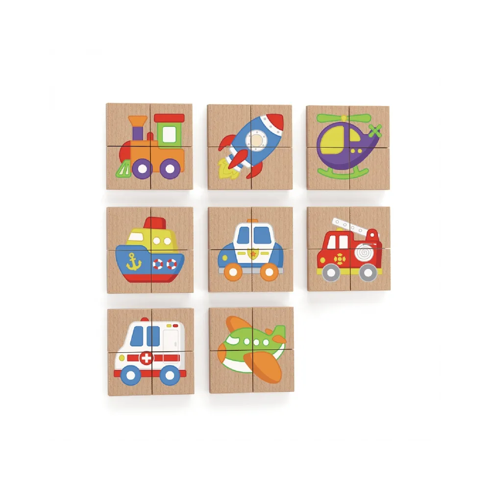 Drewniana układanka z pojazdami dla dzieci