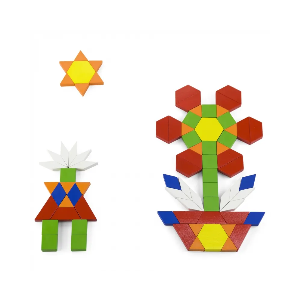 VIGA Drewniane Klocki Płaskie w wiaderku 250 elementów Montessori