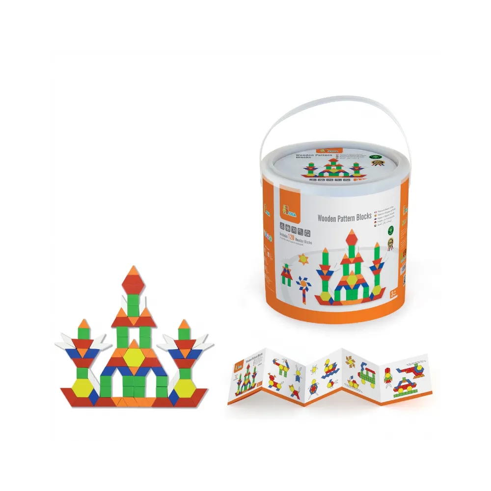 VIGA Drewniane Klocki Płaskie w wiaderku 250 elementów Montessori