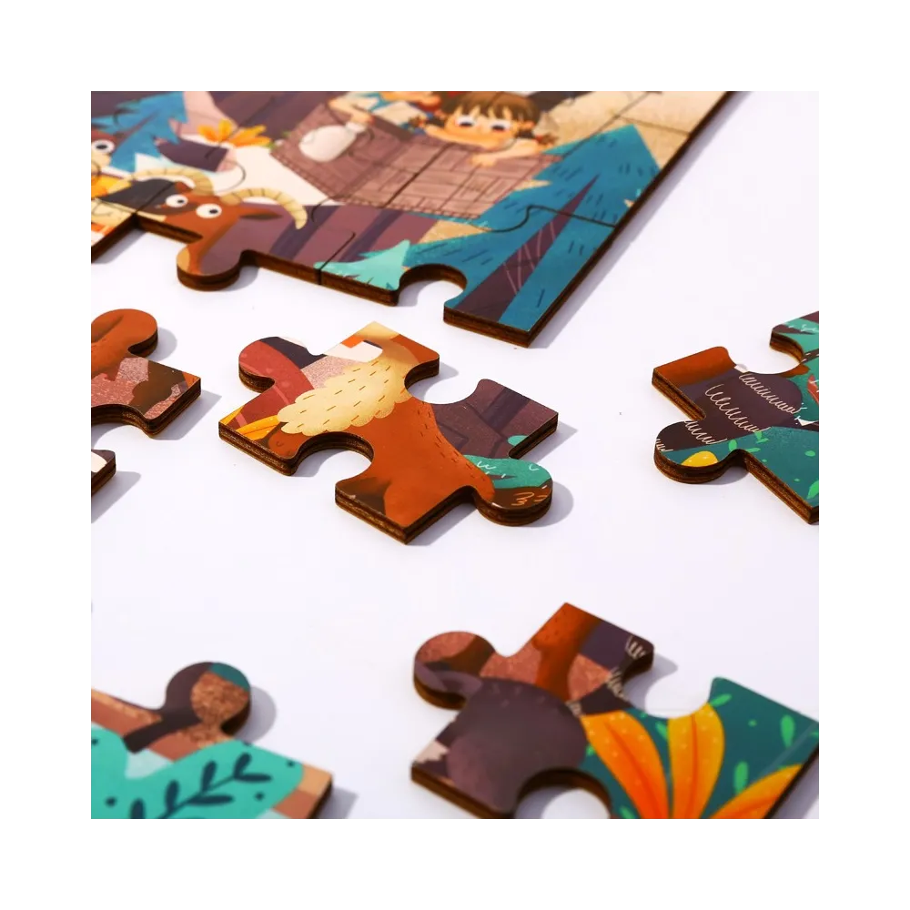 TOOKY TOY Puzzle z Woreczkiem Układanka Alpejskie Zwierzęta i Krajobraz 49 el.