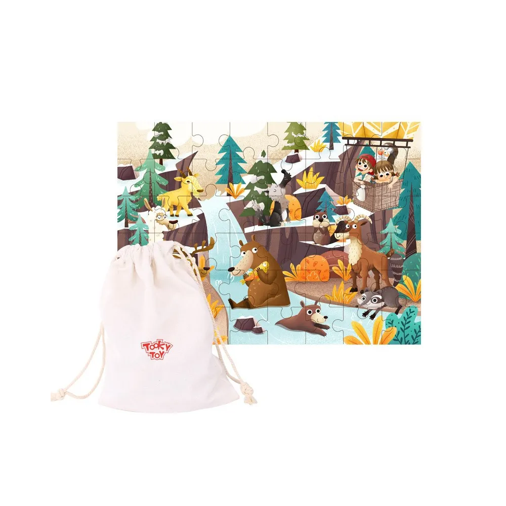 TOOKY TOY Puzzle z Woreczkiem Układanka Alpejskie Zwierzęta i Krajobraz 49 el.
