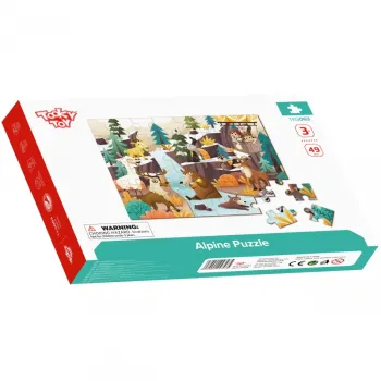 TOOKY TOY Puzzle z Woreczkiem Układanka Alpejskie Zwierzęta i Krajobraz 49 el.