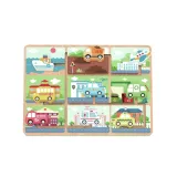 Drewniany labirynt z pojazdami dla dzieci