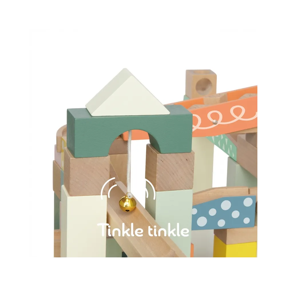 CLASSIC WORLD Drewniany Tor Kulkowy Domino Kulodrom Klocki z Cymbałkami