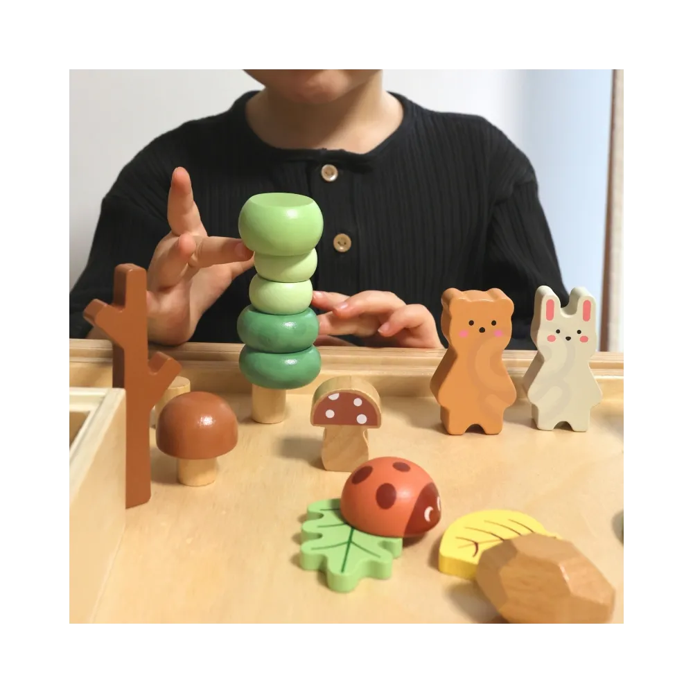 Zestaw układanek w stosy z elementami lasu