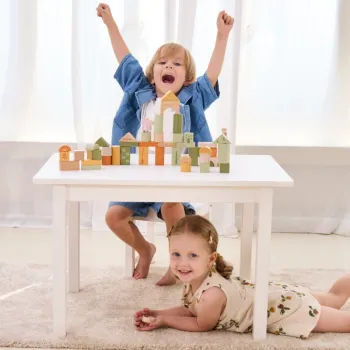 VIGA PolarB Drewniane Klocki Bloki Montessori Zwierzęta 50 el.