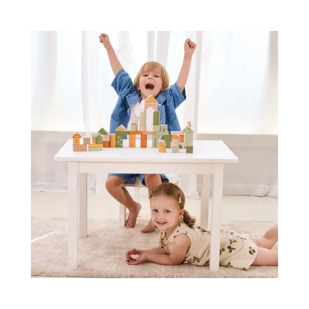 VIGA PolarB Drewniane Klocki Bloki Montessori Zwierzęta 50 el.